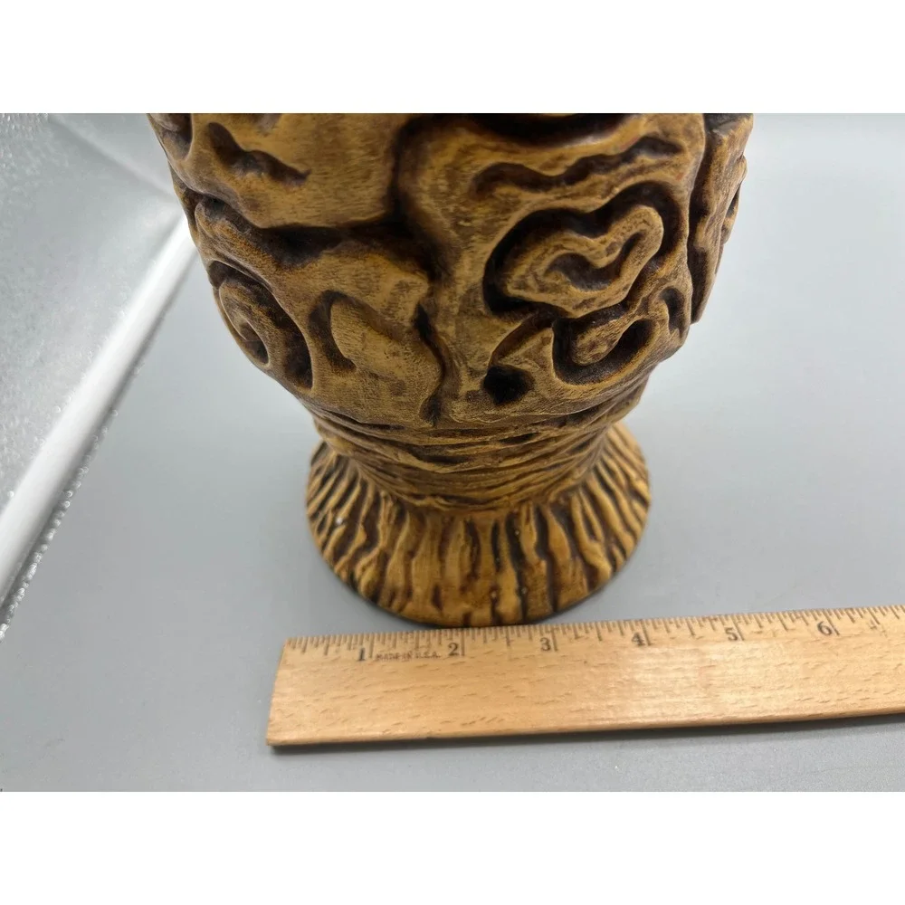 Vintage Haeger Pottery Brown Tiki Vase model #4079‎ 12